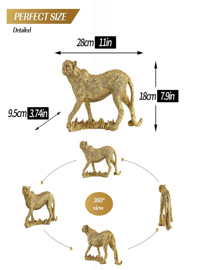 Magicsculp Cheetah Statue for Home Decor, 11" Resin Standing Leopard Sculpture, Gold Desktop Decoration for Living Room, Dining Room, Office,Shelves, Tv Stand, Coffee Table or Entry Way - Image 5